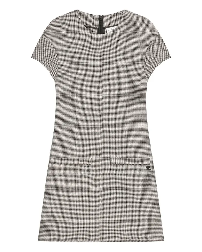 Courrèges Kleid mit Hahnentrittmuster - Grau Grau