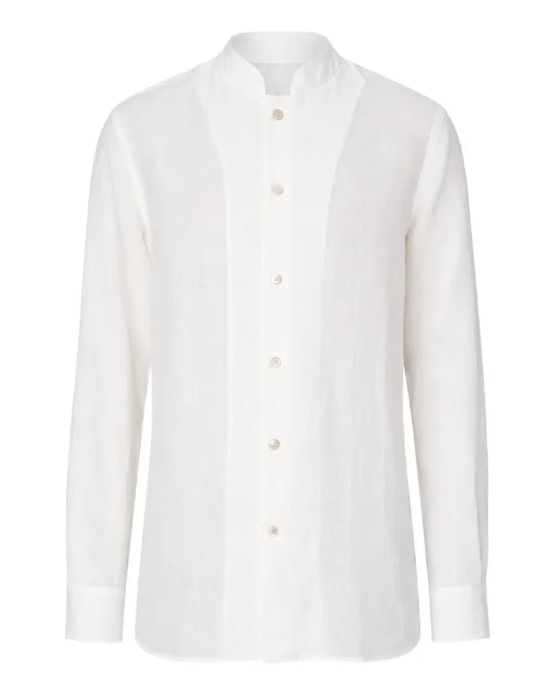 Eleventy stand-up collar linen shirt - Weiß Weiß