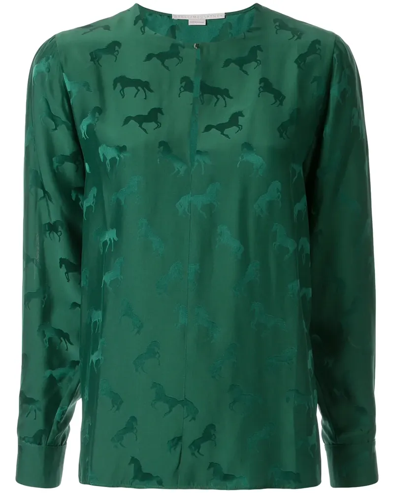 Stella McCartney Jacquard-Bluse mit Pferdemuster - Grün Grün