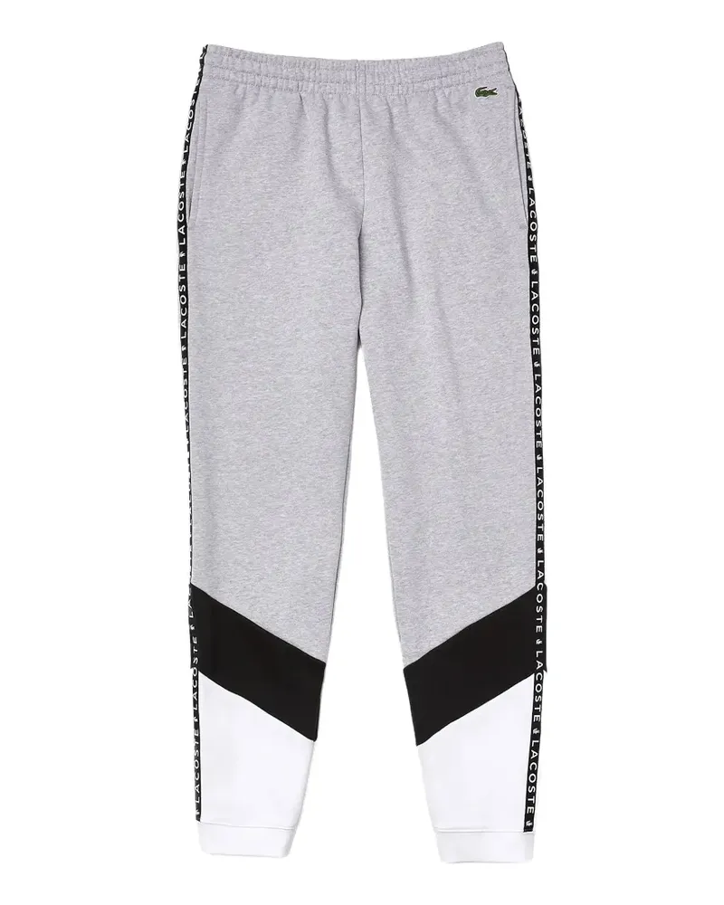 Lacoste signature striped colourblock fleece track pants - Grau Grau