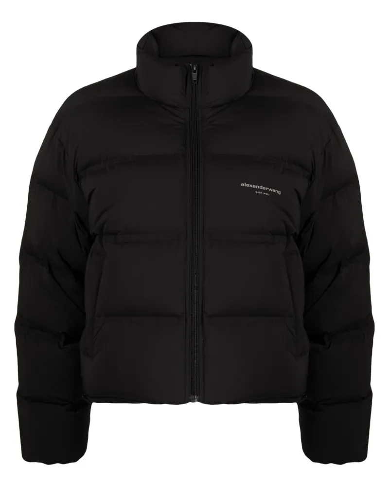 Alexander Wang Gefütterte Jacke mit Logo-Print Schwarz