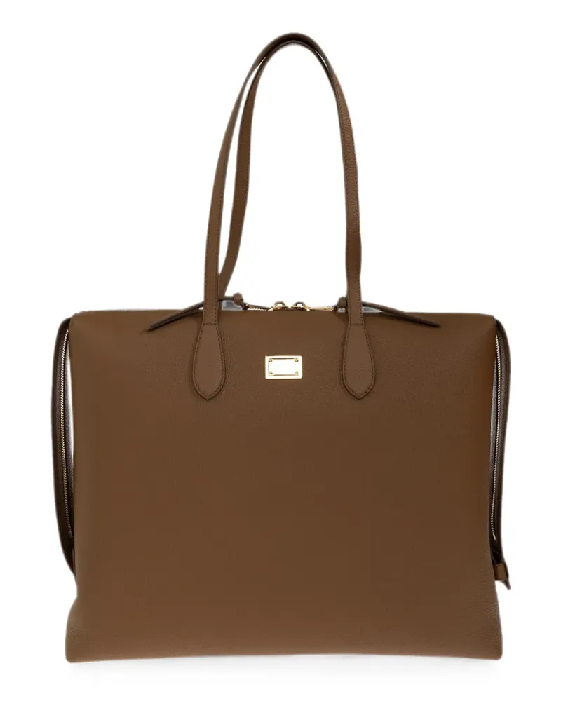 Dolce & Gabbana Vittoria logo-plaque leather shoulder bag - Braun Braun