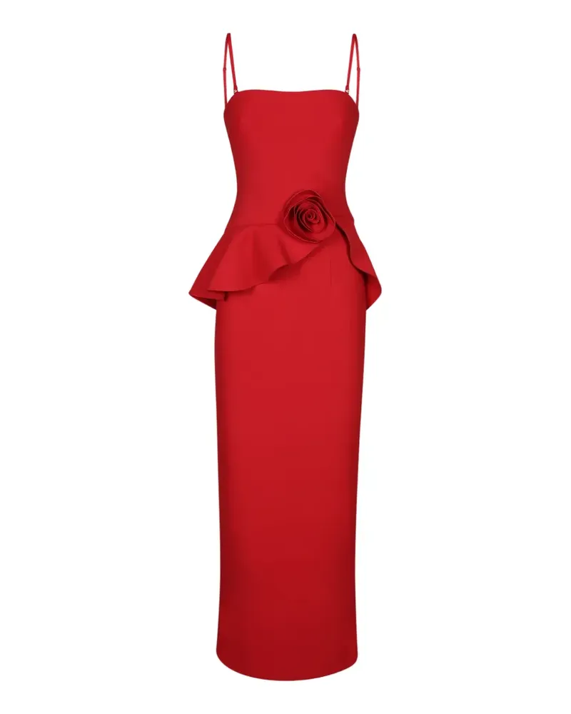 ROTATE Birger Christensen long flower strapless maxi dress red Rot