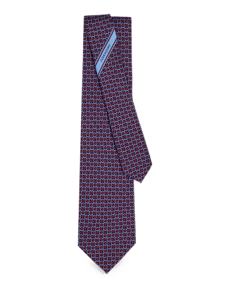 Ferragamo Seidenkrawatte mit Gancini-Print - Blau Blau