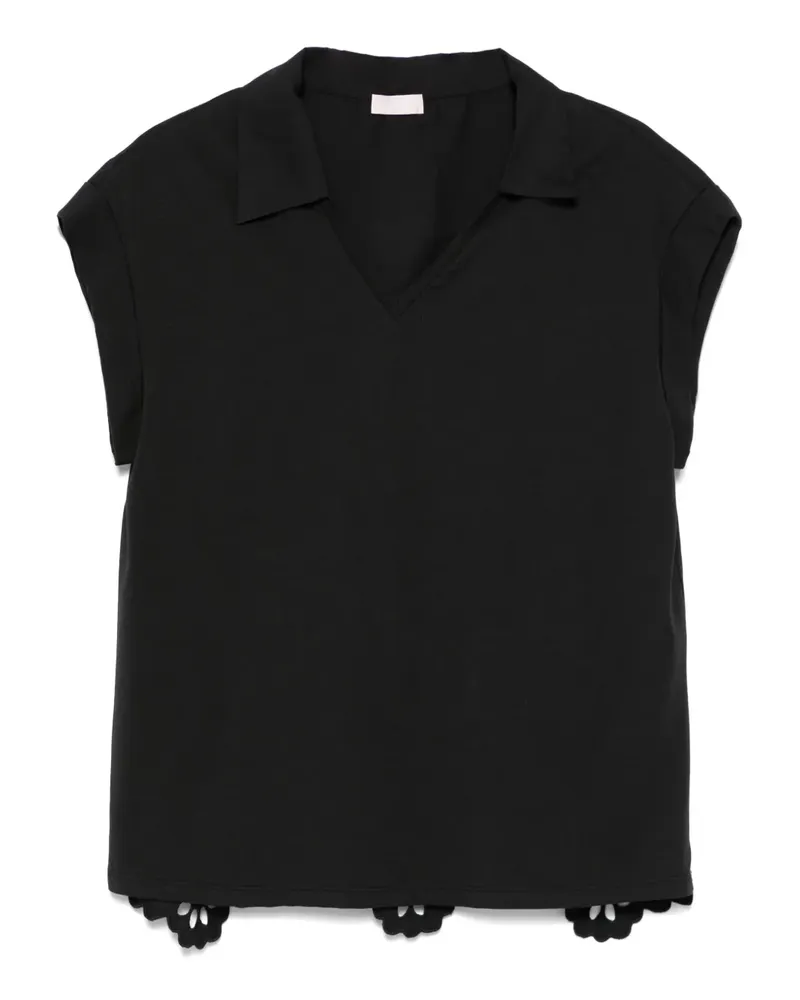 Liu Jo T-Shirt mit V-Ausschnitt - Schwarz Schwarz