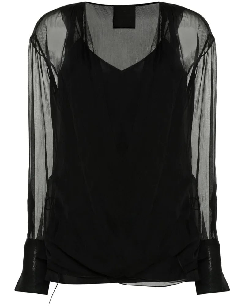 Givenchy Langärmelige Seidenbluse - Schwarz Schwarz