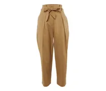 Hose mit Paperbag-Taille - Braun