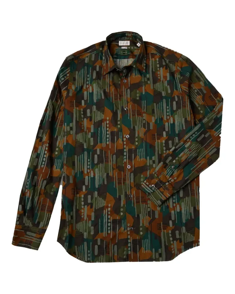 Glanshirt Hemd mit Muster - Grün Grün