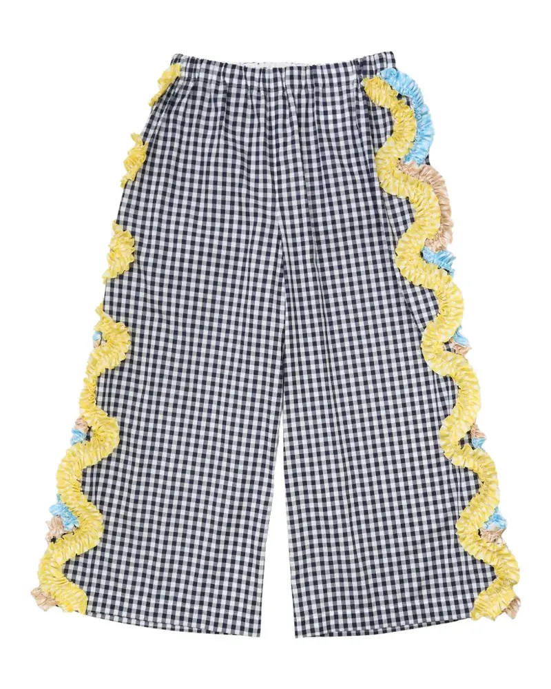 Comme des Garçons gingham ruffled trousers - Schwarz Schwarz