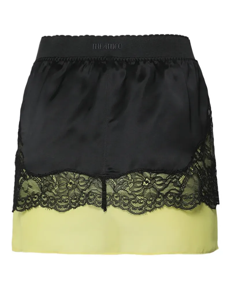 ATTICO lace-trim layered mini skirt - Schwarz Schwarz