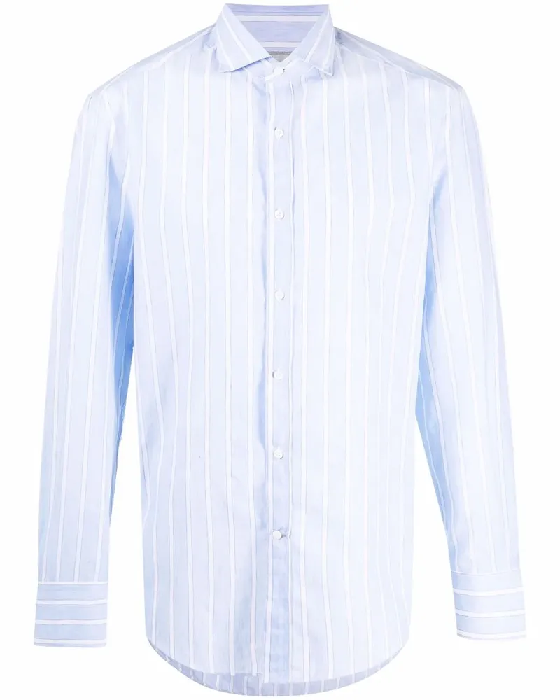 Brunello Cucinelli Hemd mit Längsstreifen - Blau Blau