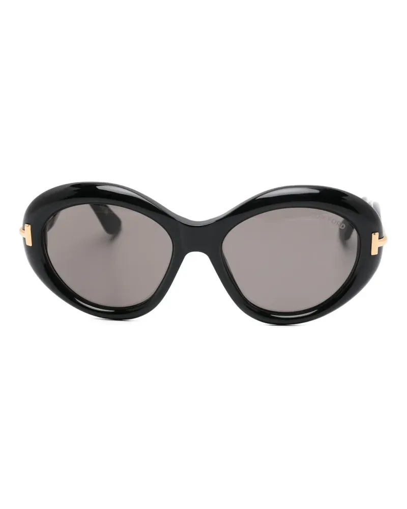 Tom Ford Icon Sonnenbrille mit ovalem Gestell - Schwarz Schwarz