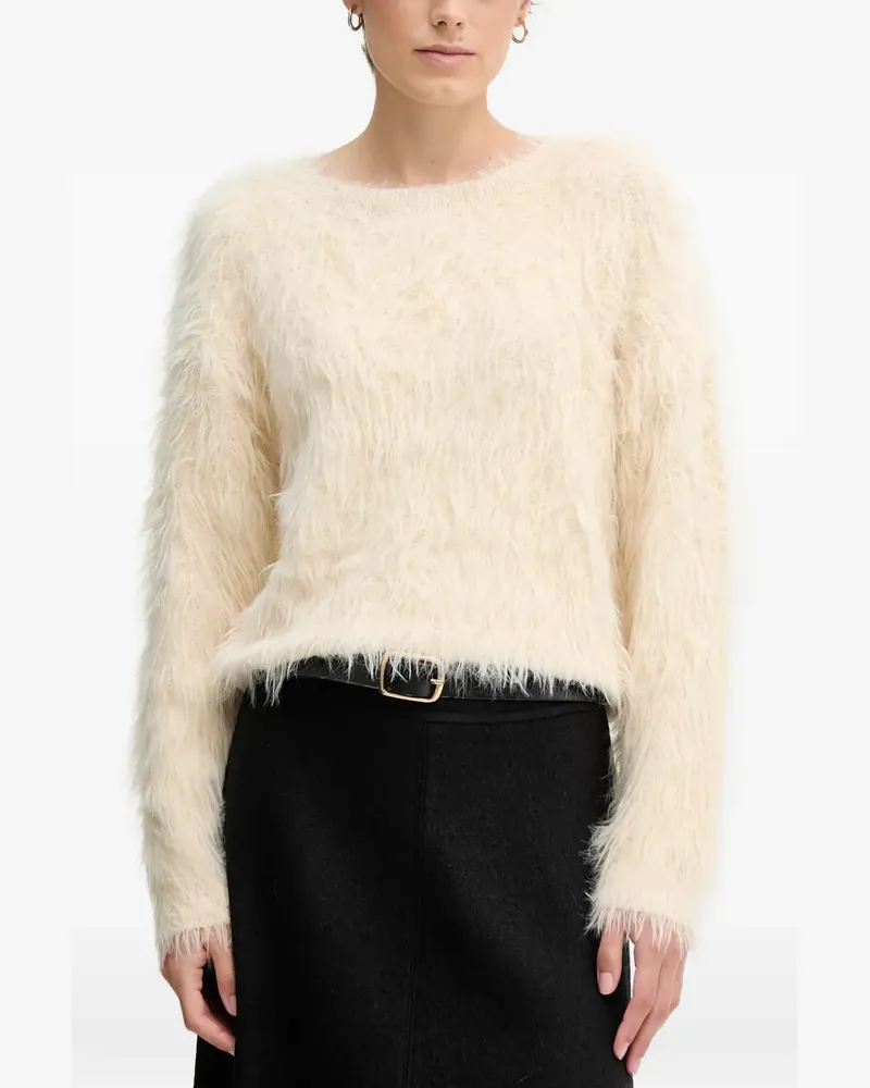 Oui  Flauschiger Strickpullover - Nude Nude