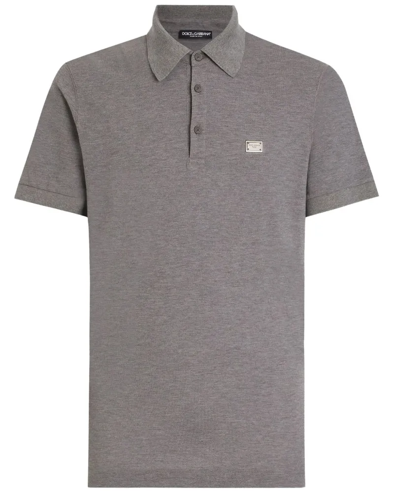 Dolce & Gabbana Poloshirt mit Logo-Schild - Grau Grau