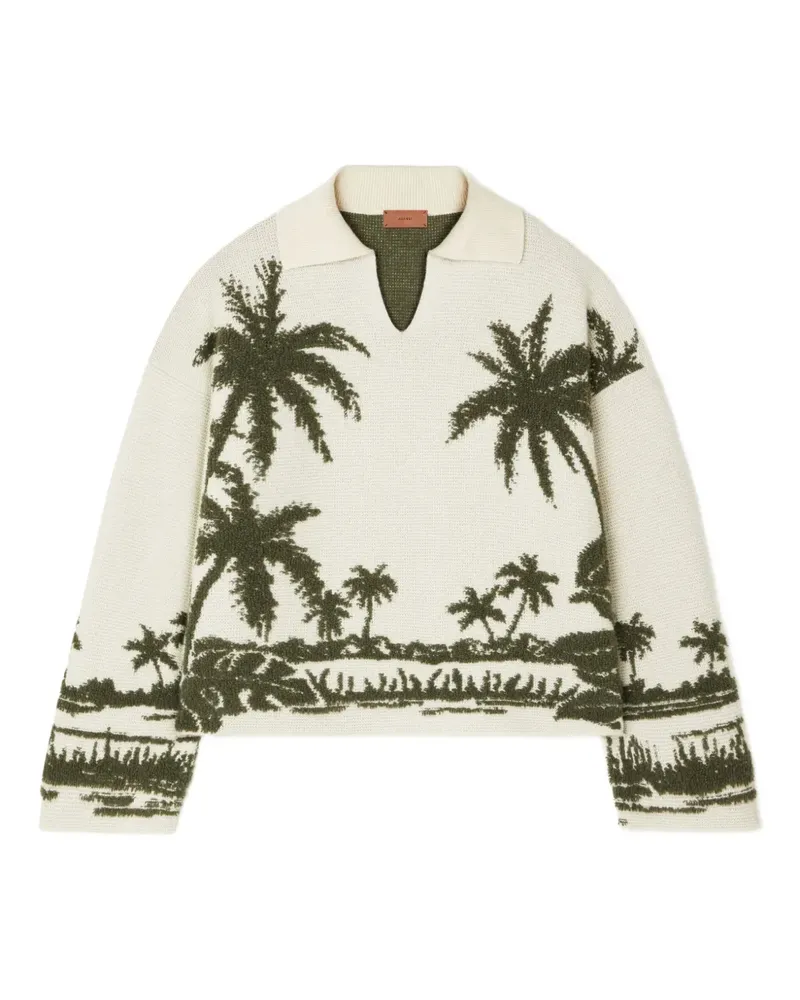 Alanui Polokragen-Pullover mit Palmen-Print - Nude Nude