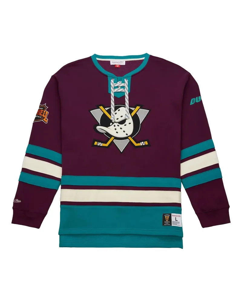 Mitchell & Ness Anaheim Ducks Heritage Vintage Logo Pullover mit Schnürung - Violett Violett