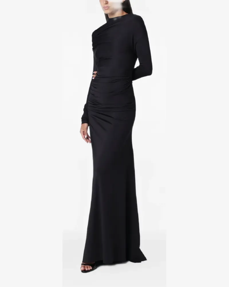 Victoria Beckham draped-shoulder long-sleeve maxi dress - Schwarz Schwarz