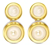 18kt yellow  M/G Sliced Bezel pearl stud earrings