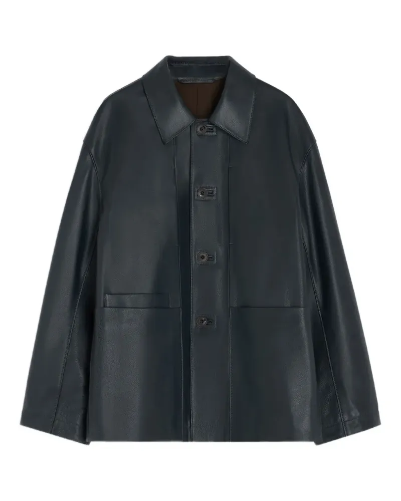 Christophe Lemaire Lederjacke mit Knöpfen - Schwarz Schwarz