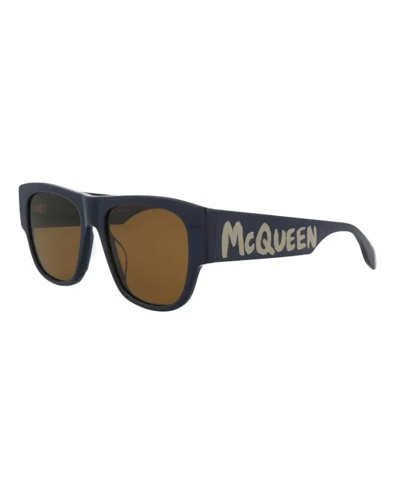 Alexander McQueen Sonnenbrille mit eckigem Gestell - Blau Blau