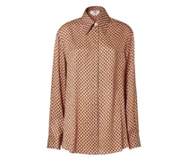 Seidenhemd aus Punkte-Jacquard - Braun