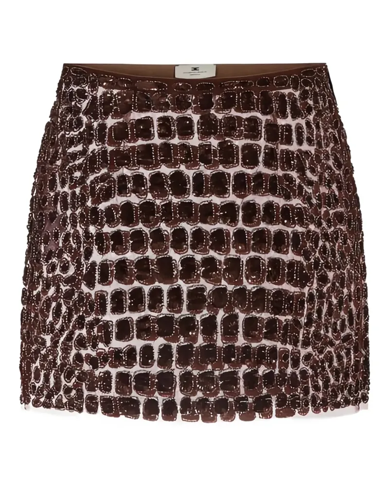 Elisabetta Franchi Bestickter Minirock mit Kroko-Effekt - Braun Braun