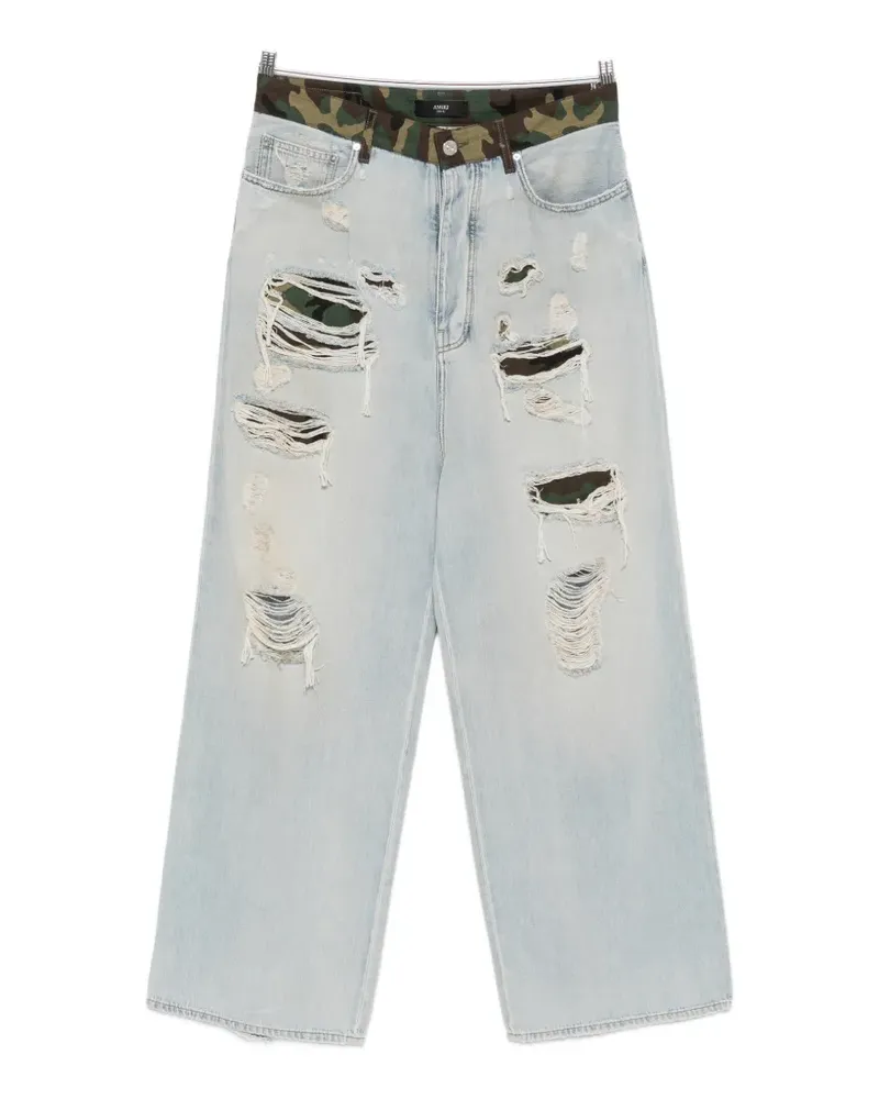 Amiri distressed camouflage-print jeans - Blau Blau