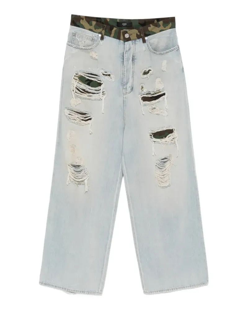 Amiri distressed camouflage-print jeans - Blau Blau