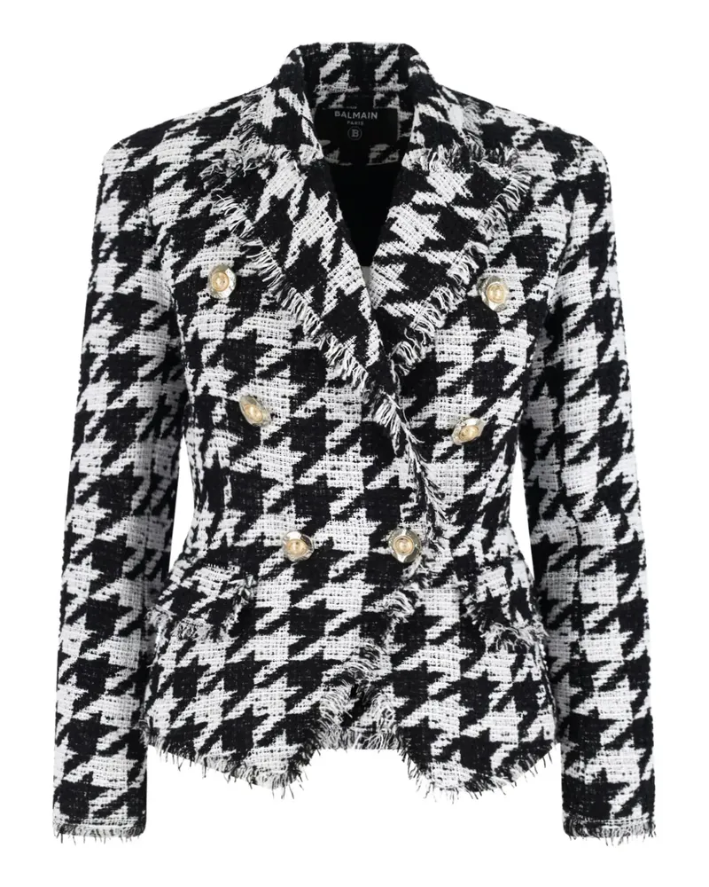 Balmain Blazer mit Hahnentrittmuster - Weiß Weiß