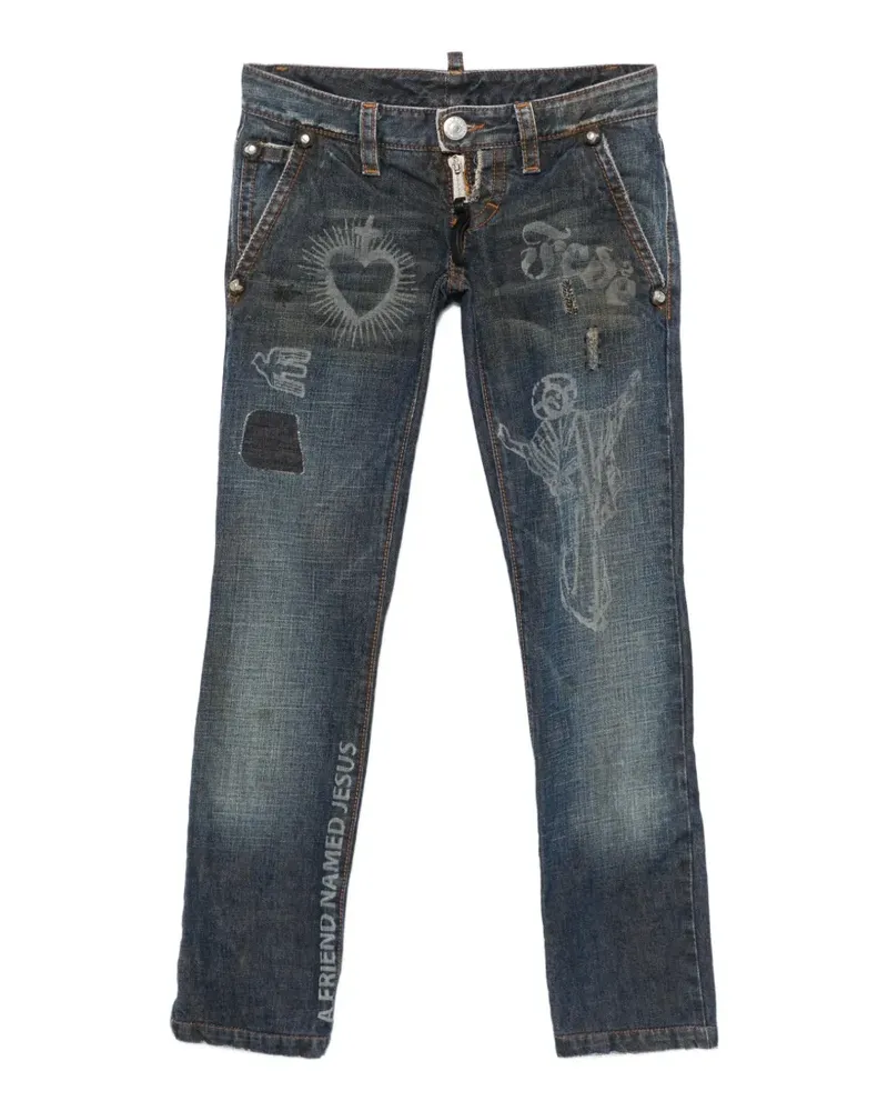 Dsquared2 2000s Jeans mit grafischem Print - Blau Blau