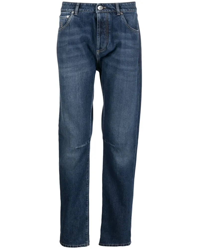 Brunello Cucinelli Halbhohe Straight-Leg-Jeans - Blau Blau