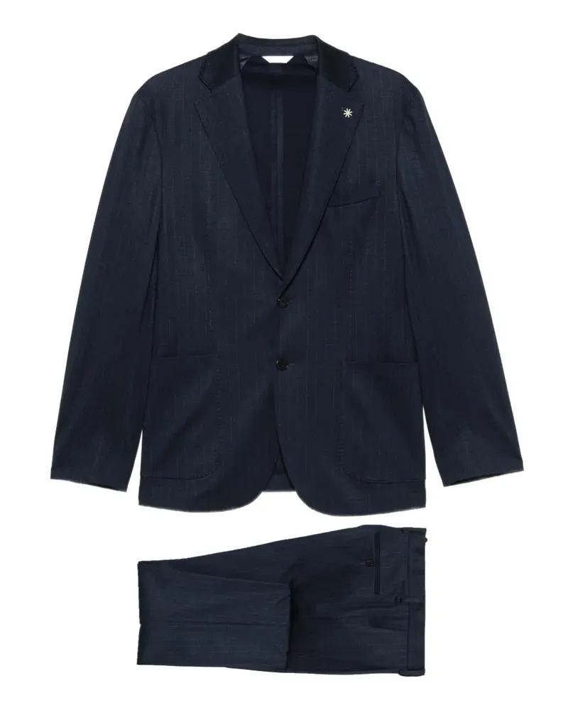 Manuel Ritz pinstripe single-breasted suit - Blau Blau