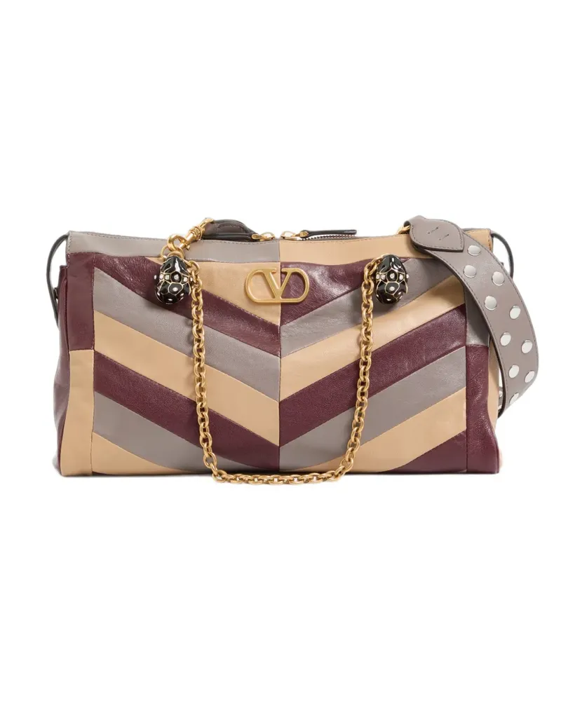 Valentino Garavani Mittelgroße Panthea Schultertasche aus Nappaleder mit Zickzackmuster - Nude Nude