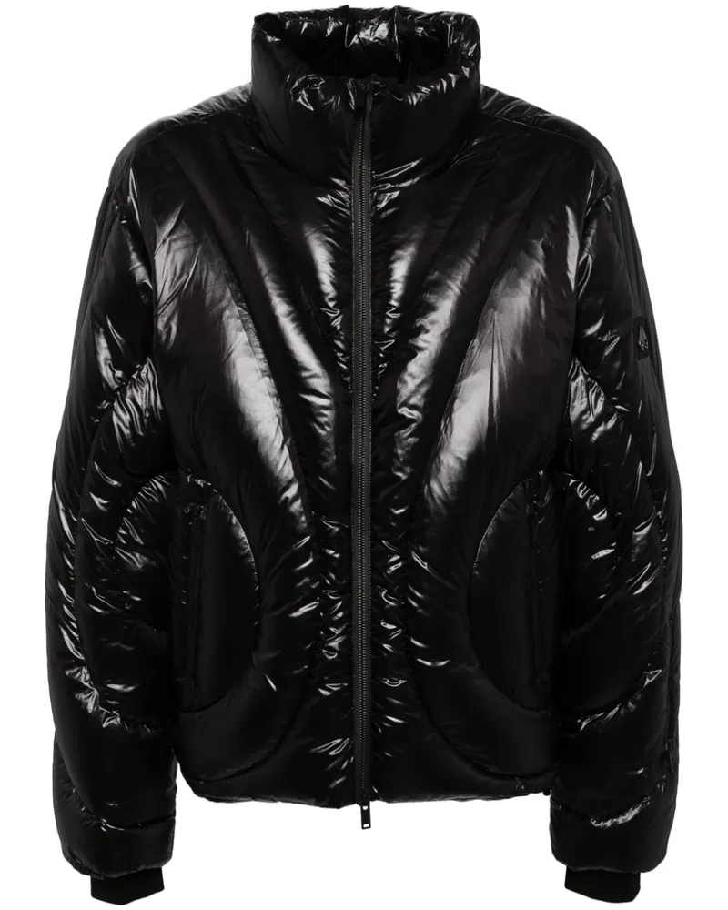 Moose Knuckles Gesteppte Jacke mit Logo - Schwarz Schwarz