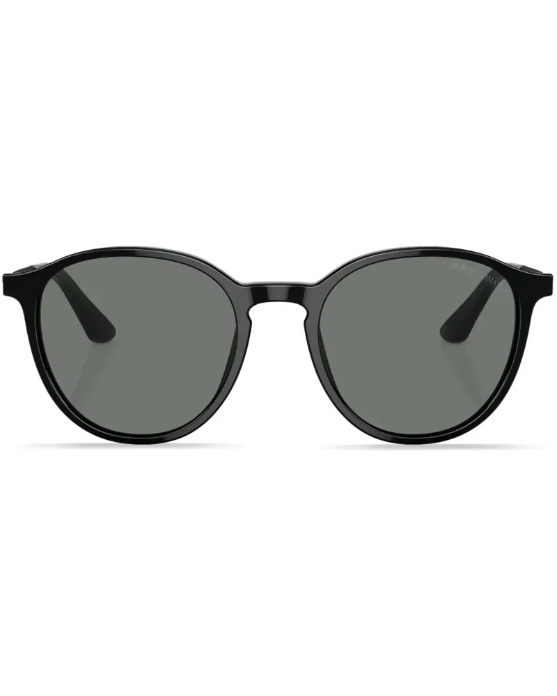 Giorgio Armani Sonnenbrille mit rundem Gestell - Schwarz Schwarz