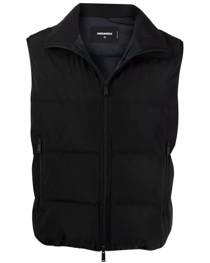 Dsquared2 Gefütterte Weste mit Logo-Print - Schwarz Schwarz