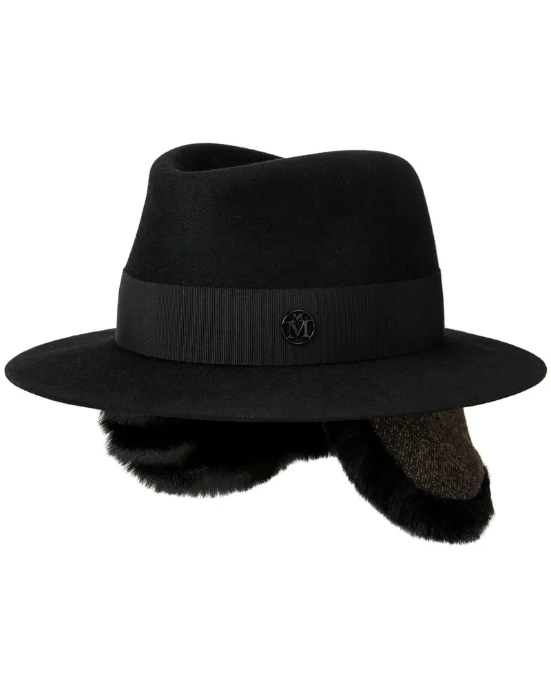 Maison Michel Andre Fedora mit Riemen - Schwarz Schwarz