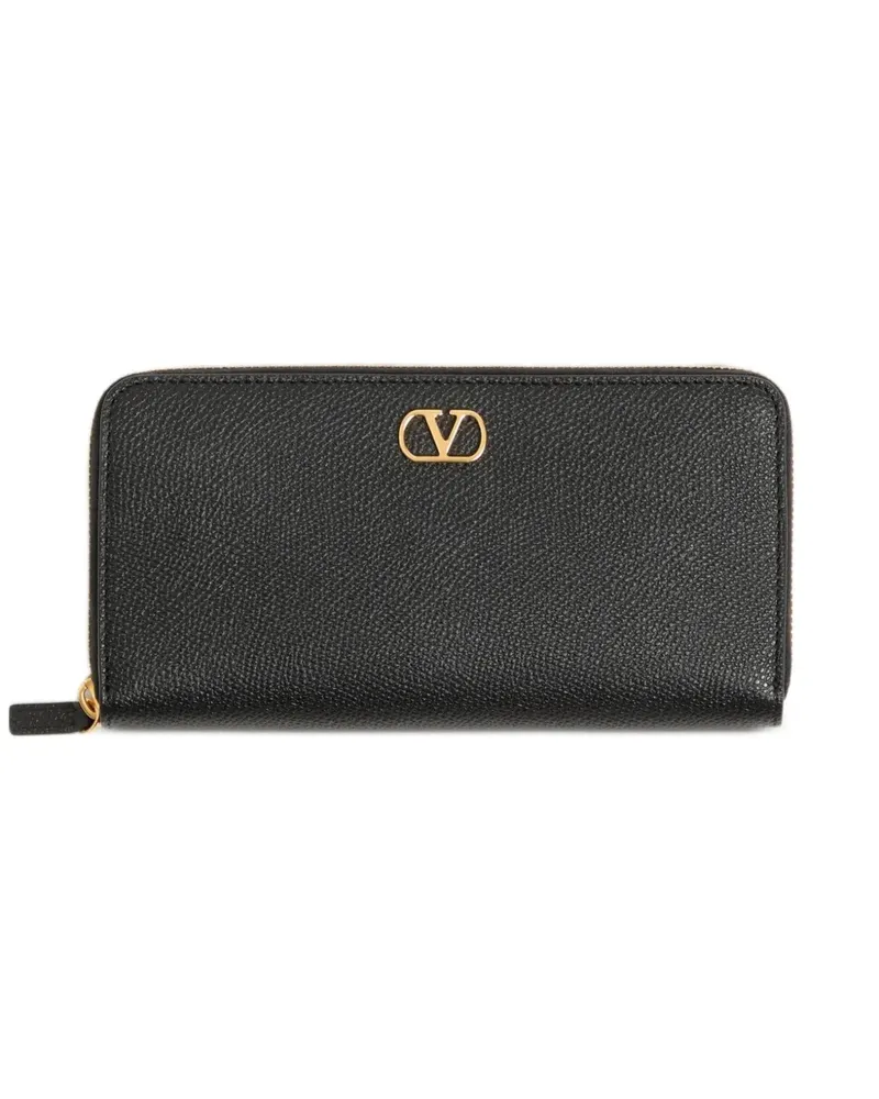 Valentino Garavani VLogo Signature zip wallet in grainy calfskin - Schwarz Schwarz