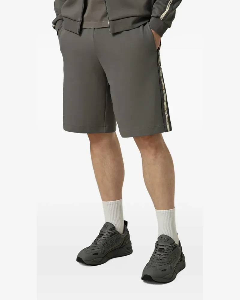 EA7 Logo Series Jersey-Shorts mit Tape-Detail - Grau Grau
