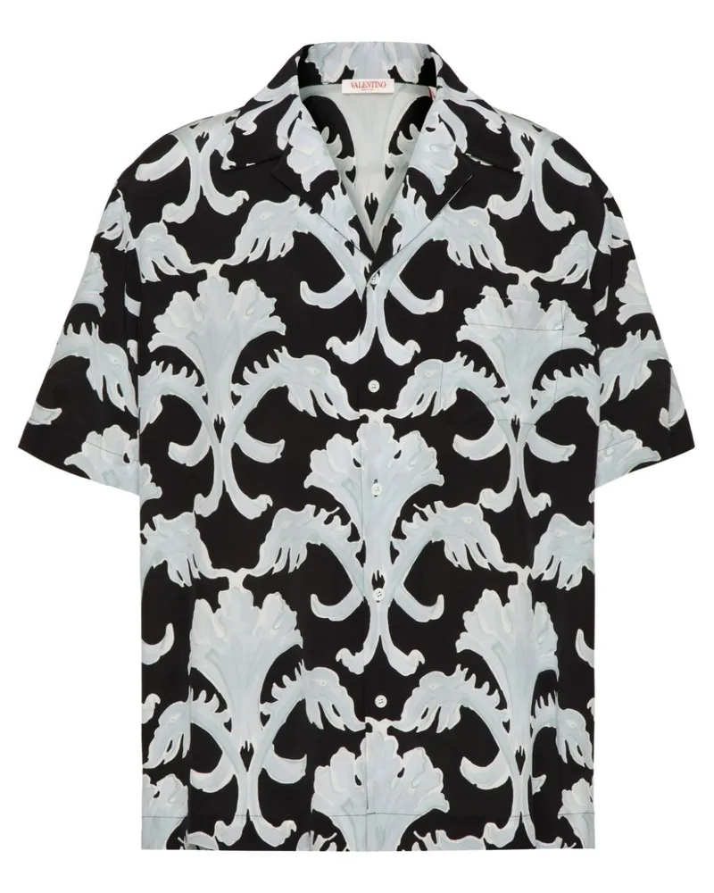 Valentino Garavani T-Shirt aus Seide mit Print Schwarz