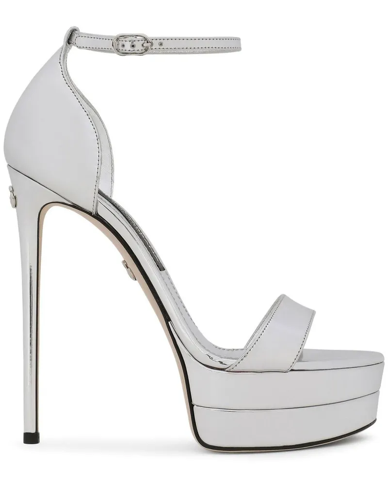 Dolce & Gabbana Plateau-Sandalen mit Spiegeleffekt 145mm - Grau Grau
