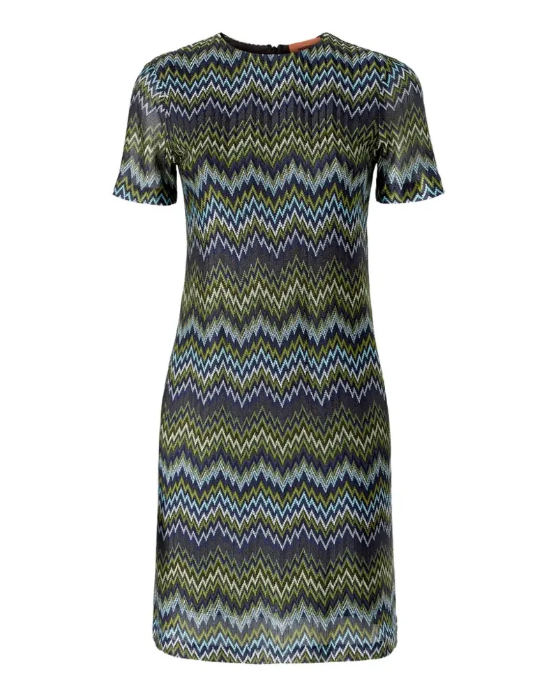 Missoni short-sleeve viscose mini dress - Blau Blau