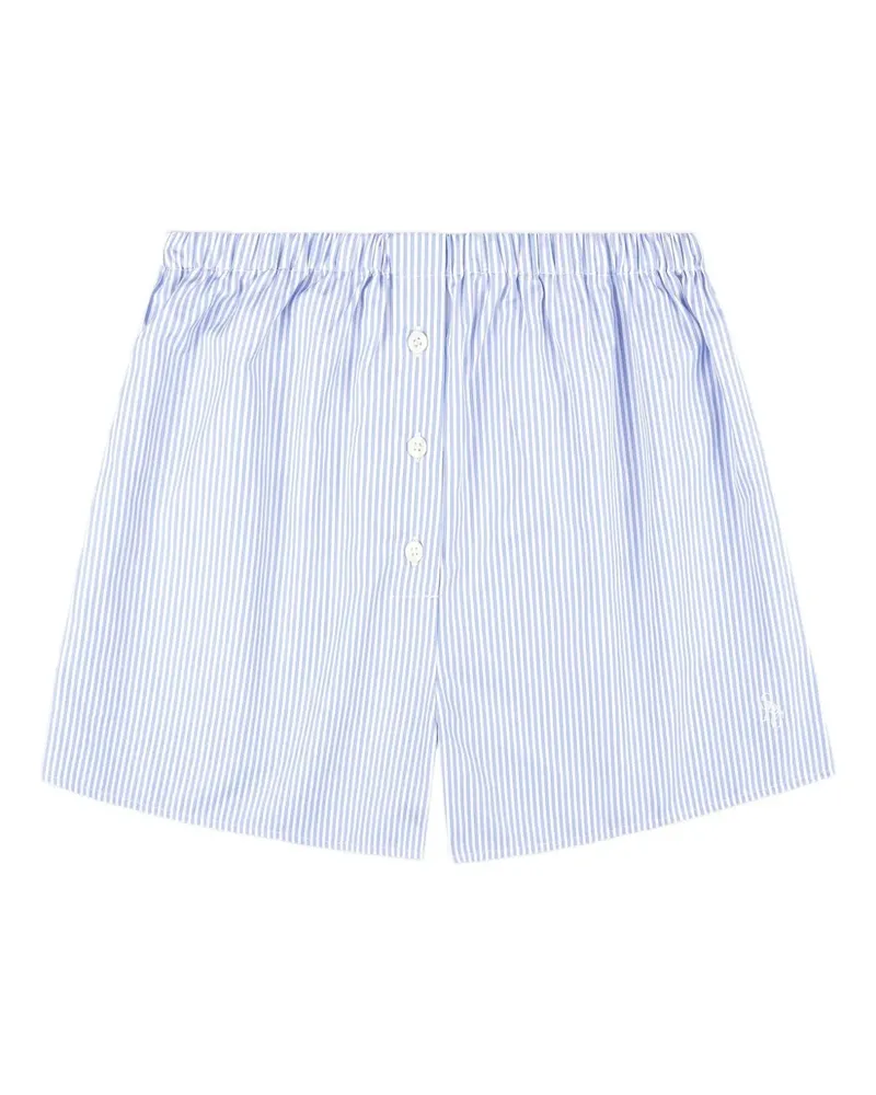 SPORTY & RICH Gestreifte Shorts mit Knöpfen - Blau Blau