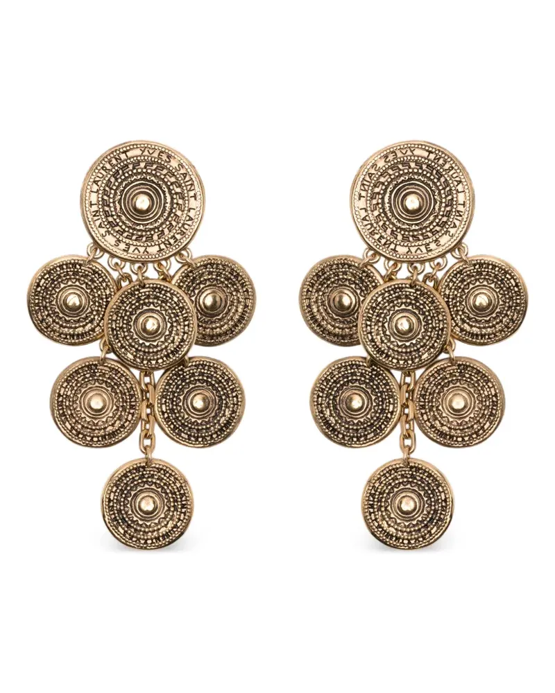 Saint Laurent Hängeohrringe mit Medallion - Gold Gold