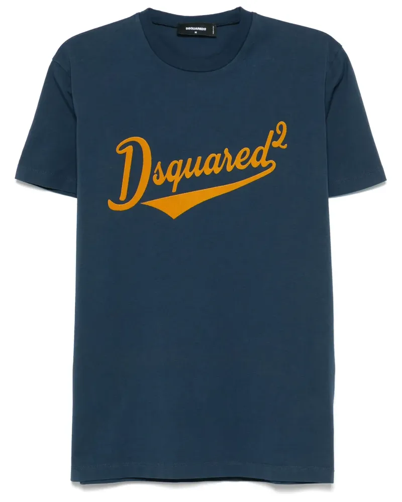 Dsquared2 T-Shirt mit beflocktem Logo Blau