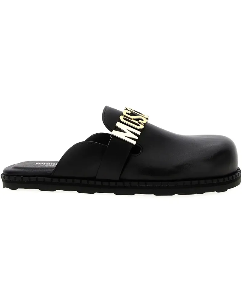 Moschino Mules mit Logo-Schild - Schwarz Schwarz