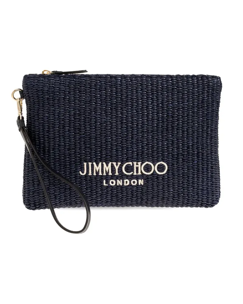 Jimmy Choo logo-detail clutch bag - Blau Blau