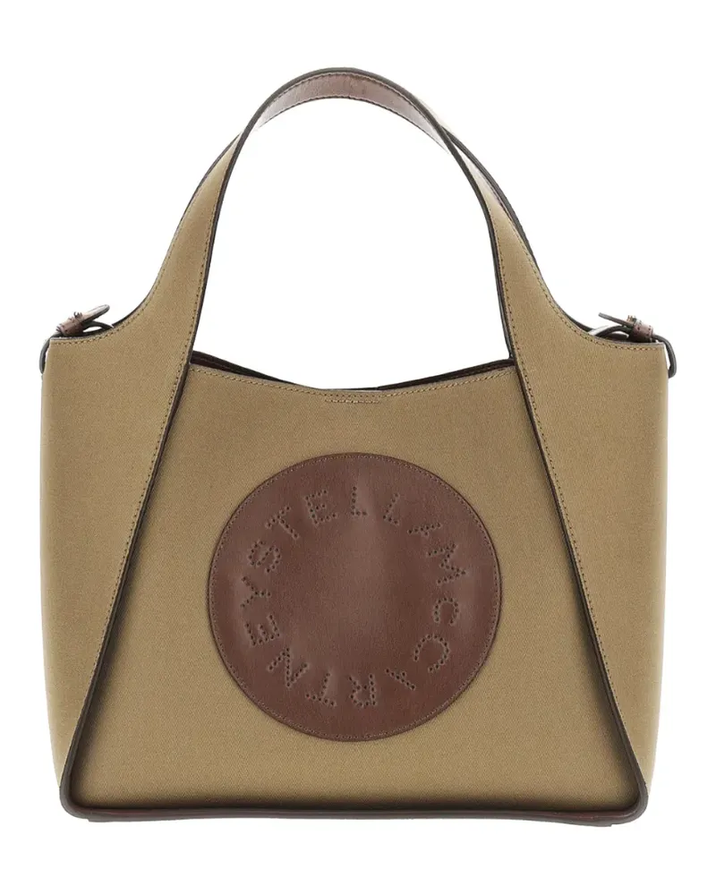 Stella McCartney Shopper aus Canvas mit Logo-Patch - Grün Grün