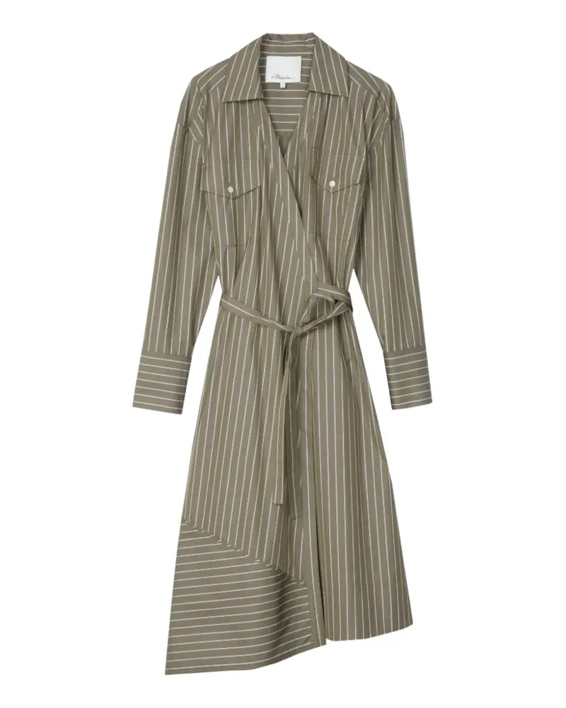 3.1 phillip lim Asymmetrisches Kleid mit Streifen - Grün Grün