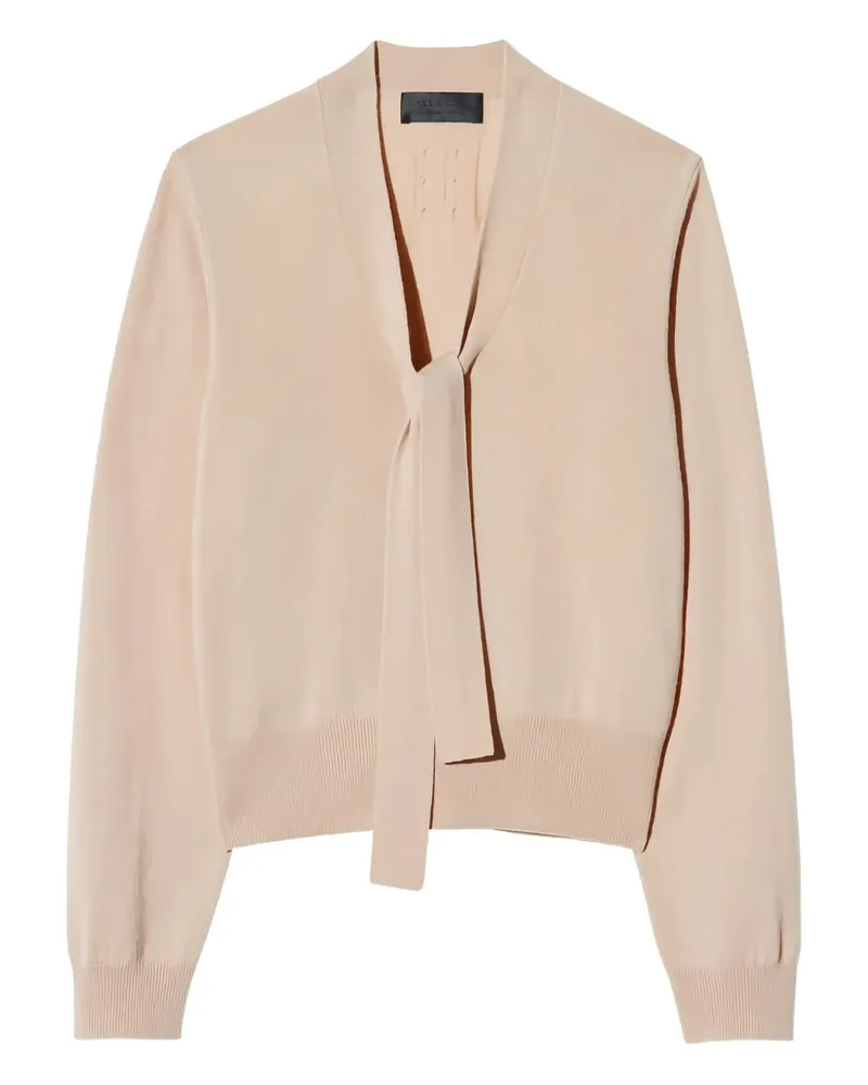 Nili Lotan Gerippter Pullover mit Schleifenkragen - Nude Nude